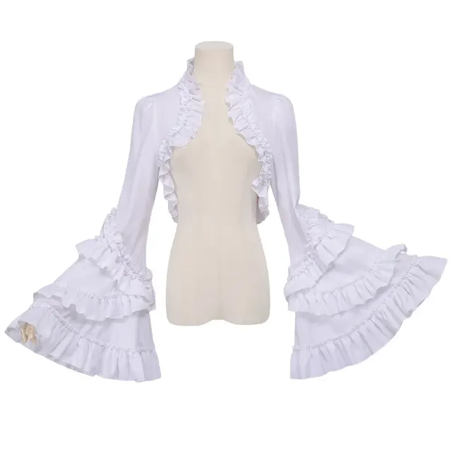 Gothic Lolita Ruffled Long-Sleeve Cape Top for Halloween Cosplay detail 2