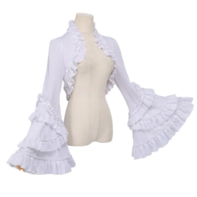 Gothic Lolita Ruffled Long-Sleeve Cape Top for Halloween Cosplay detail 3