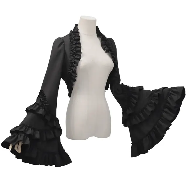 Gothic Lolita Ruffled Long-Sleeve Cape Top for Halloween Cosplay detail 8