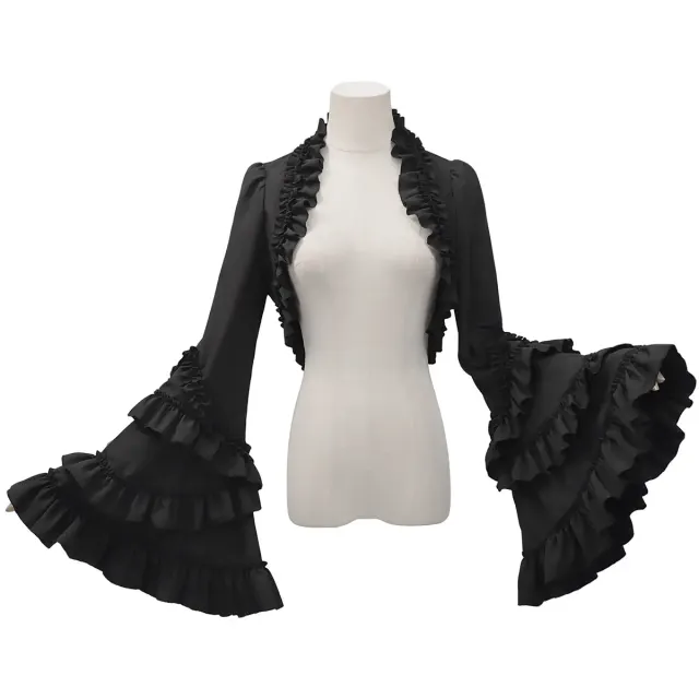 Gothic Lolita Ruffled Long-Sleeve Cape Top for Halloween Cosplay detail 9