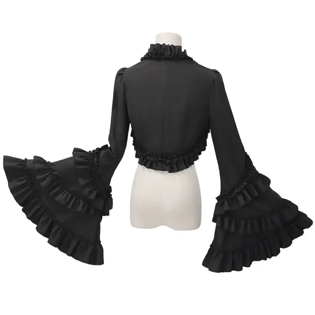 Gothic Lolita Ruffled Long-Sleeve Cape Top for Halloween Cosplay detail 10