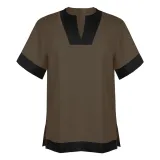 Slit Shirt - Brown (Belt Not Included)