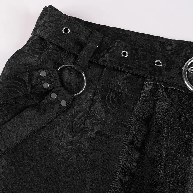 Gothic Punk Jacquard Raw-Edge Men's Half Skirt with Belt detail 7