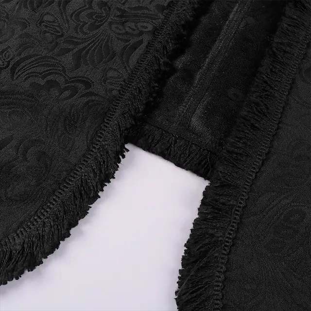 Gothic Punk Jacquard Raw-Edge Men's Half Skirt with Belt detail 8