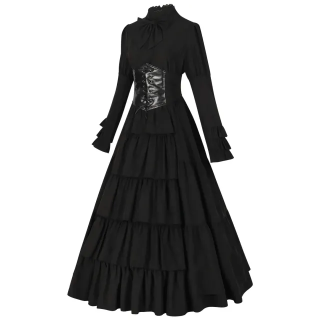 Gothic Renaissance Court Long Dress for Halloween Cosplay detail 3