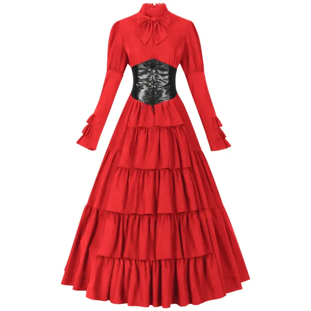 Gothic Renaissance Court Long Dress for Halloween Cosplay detail 11