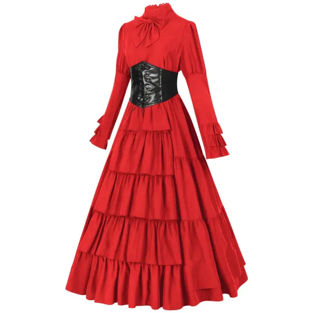Gothic Renaissance Court Long Dress for Halloween Cosplay detail 12