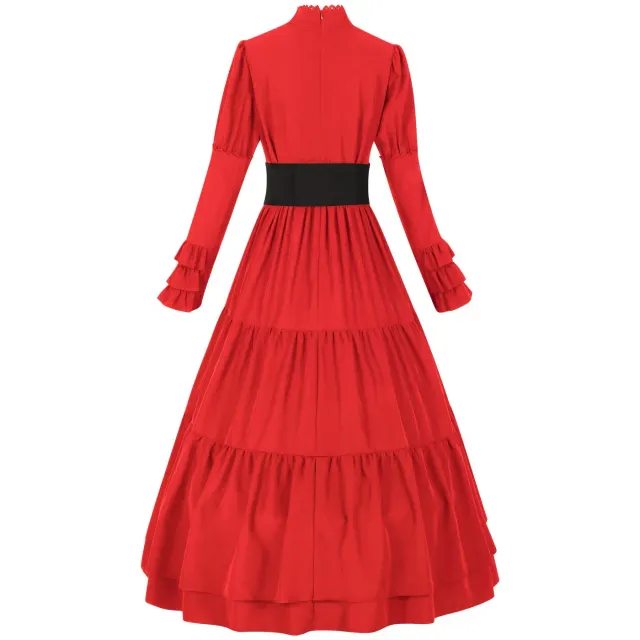 Gothic Renaissance Court Long Dress for Halloween Cosplay detail 13