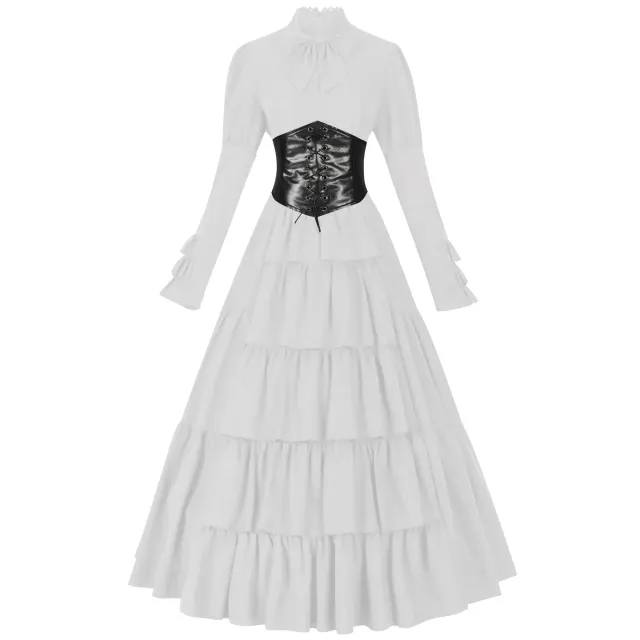Gothic Renaissance Court Long Dress for Halloween Cosplay detail 19