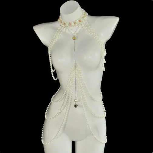 Women's Gothic Renaissance Pearl Cami Dress Cosplay Set detail 5