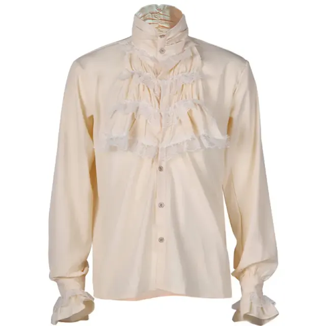 Gothic Ruffled Stand-Collar Tie Shirt for Stage Costume detail 1