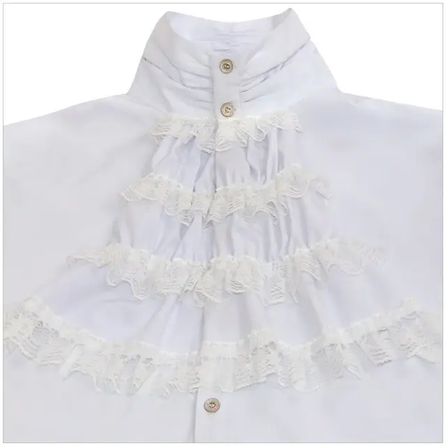 Gothic Ruffled Stand-Collar Tie Shirt for Stage Costume detail 5