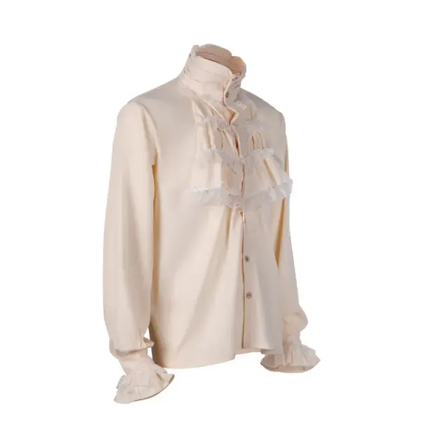 Gothic Ruffled Stand-Collar Tie Shirt for Stage Costume detail 9