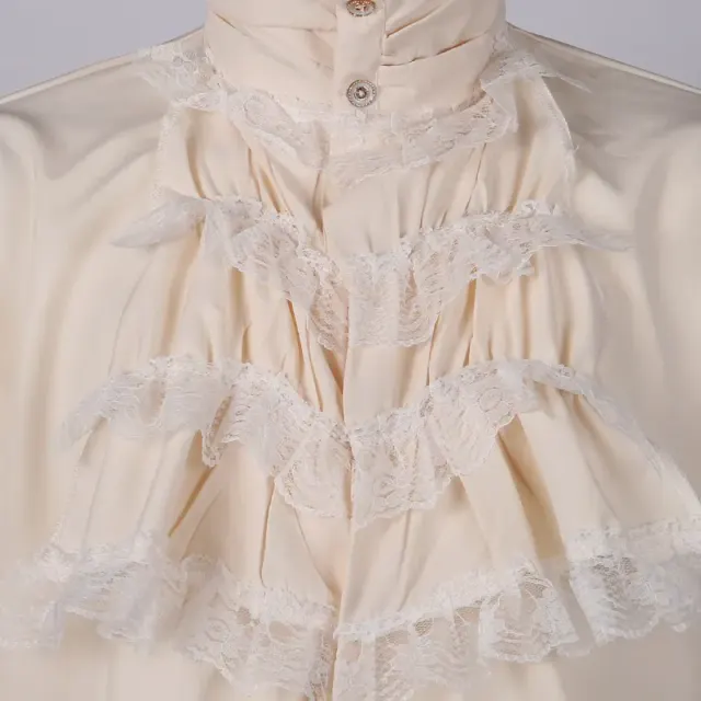 Gothic Ruffled Stand-Collar Tie Shirt for Stage Costume detail 11