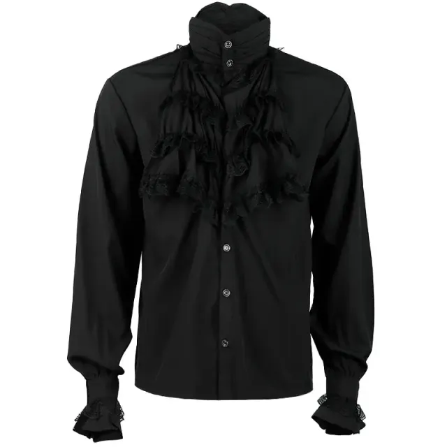 Gothic Ruffled Stand-Collar Tie Shirt for Stage Costume detail 15