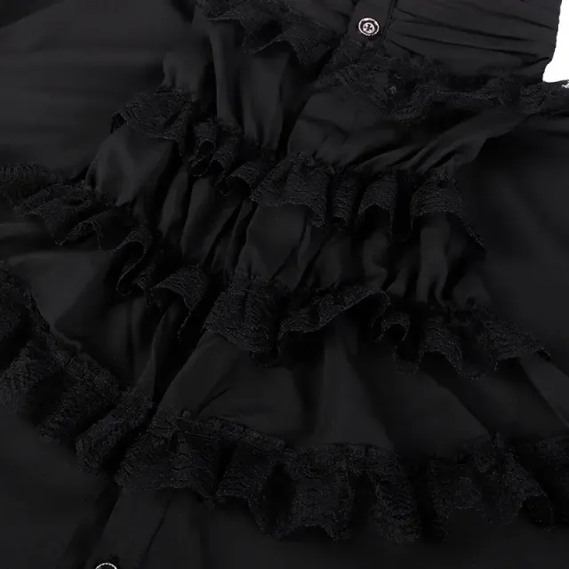 Gothic Ruffled Stand-Collar Tie Shirt for Stage Costume detail 19