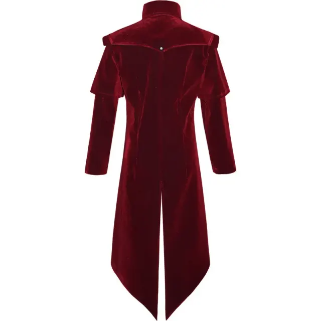 Gothic Suede-Feel Halloween Cosplay Tailcoat Mid-Length Coat detail 4