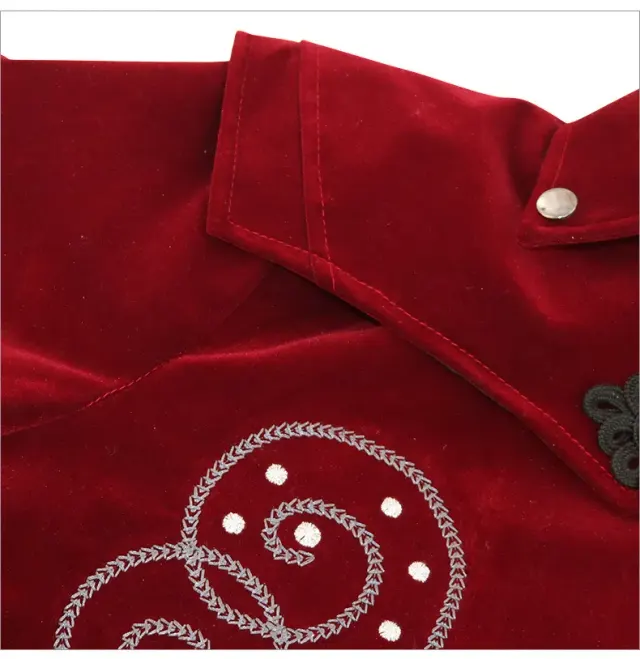 Gothic Suede-Feel Halloween Cosplay Tailcoat Mid-Length Coat detail 7