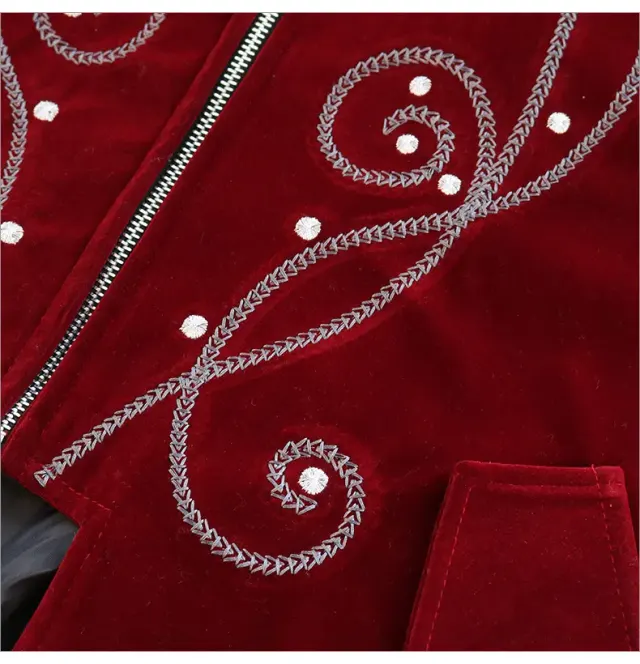 Gothic Suede-Feel Halloween Cosplay Tailcoat Mid-Length Coat detail 9