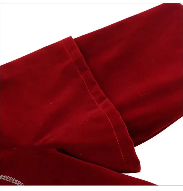 Gothic Suede-Feel Halloween Cosplay Tailcoat Mid-Length Coat detail 11