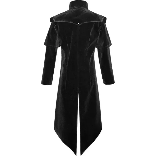Gothic Suede-Feel Halloween Cosplay Tailcoat Mid-Length Coat detail 14