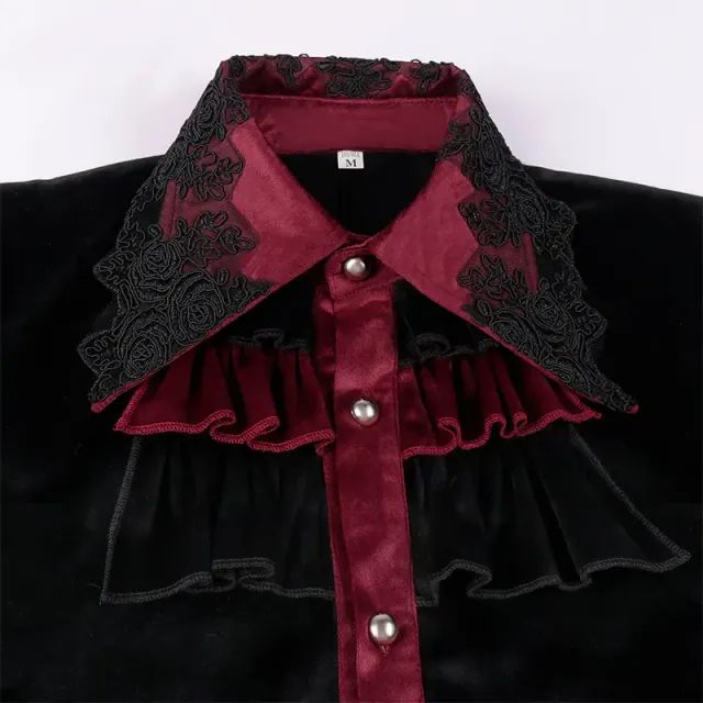 Gothic Velvet Lace-Trim Shirt for Halloween Cosplay detail 4