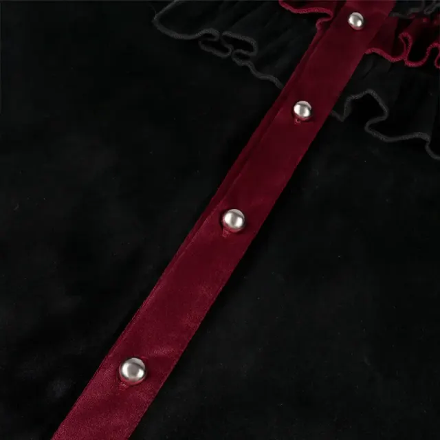 Gothic Velvet Lace-Trim Shirt for Halloween Cosplay detail 5