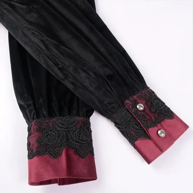 Gothic Velvet Lace-Trim Shirt for Halloween Cosplay detail 6