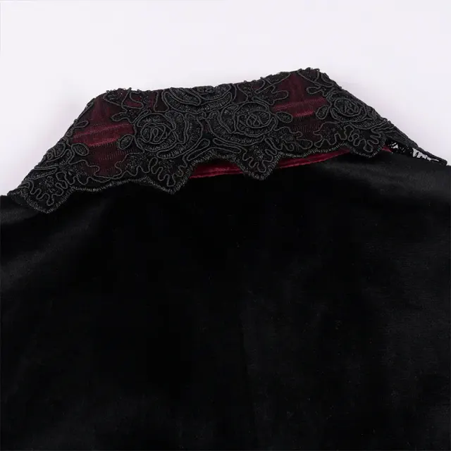 Gothic Velvet Lace-Trim Shirt for Halloween Cosplay detail 7