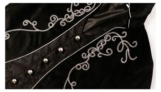 Gothic Velvet Tailcoat Medieval Cosplay Stage Costume detail 1
