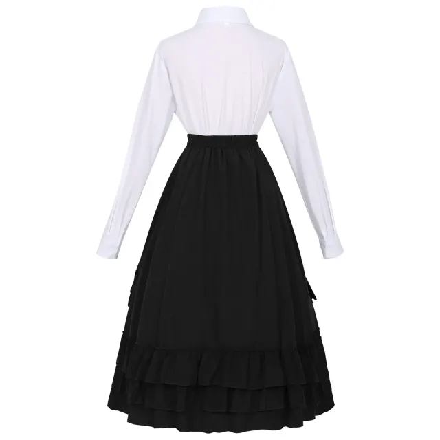 Gothic Victorian Cosplay Lace Blouse and Vintage Skirt Set detail 3