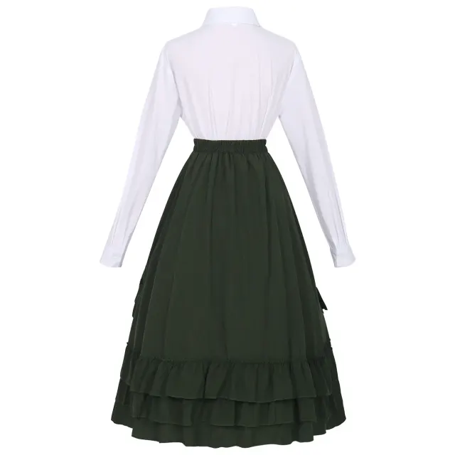 Gothic Victorian Cosplay Lace Blouse and Vintage Skirt Set detail 5