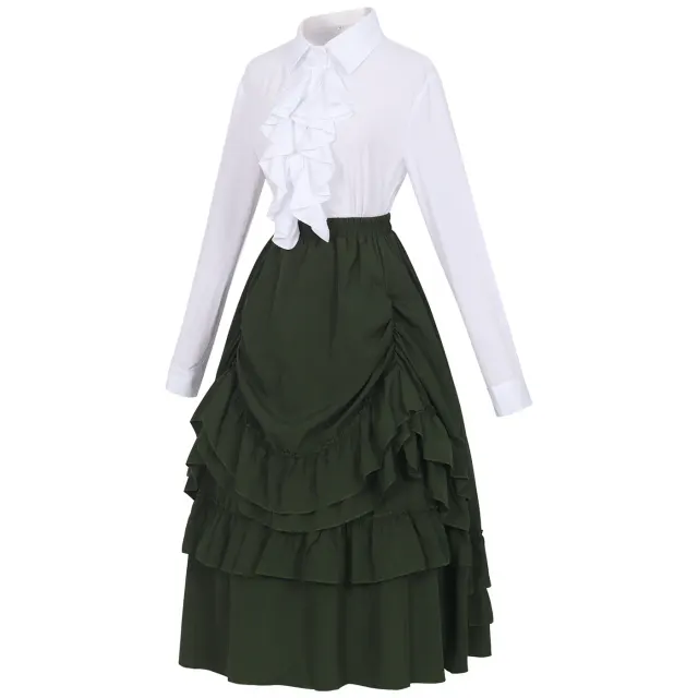 Gothic Victorian Cosplay Lace Blouse and Vintage Skirt Set detail 6