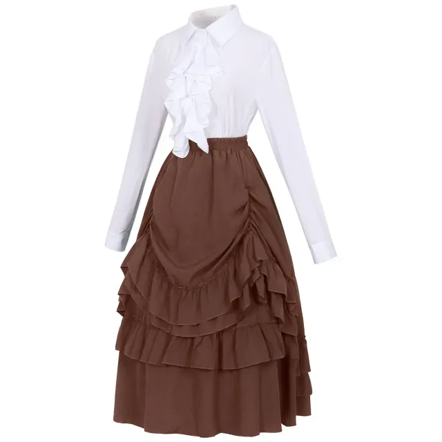 Gothic Victorian Cosplay Lace Blouse and Vintage Skirt Set detail 8