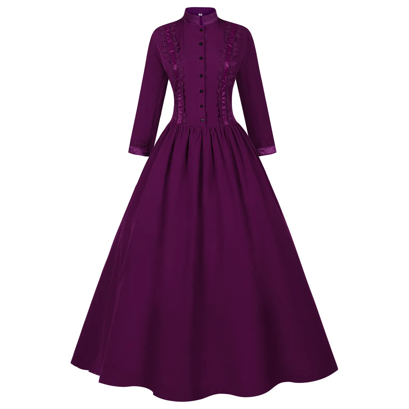 Gothic Victorian Stand Collar Long Sleeve Court Dress for Women detail 7