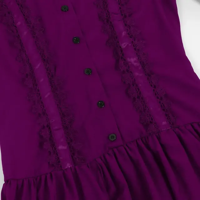 Robe de cour gothique victorienne à col montant et manches longues pour femme détail 10