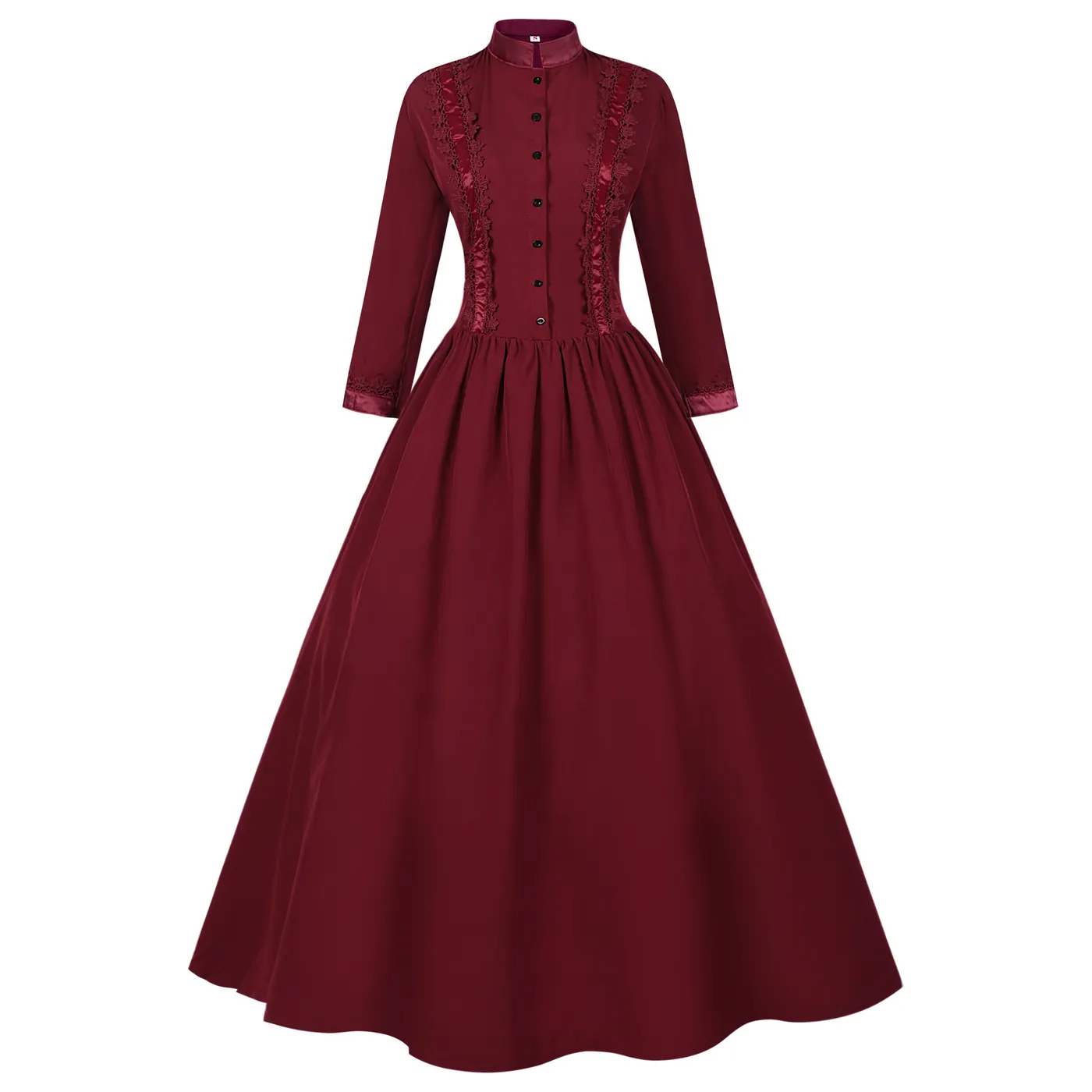 Gothic Victorian Stand Collar Long Sleeve Court Dress for Women detail 13