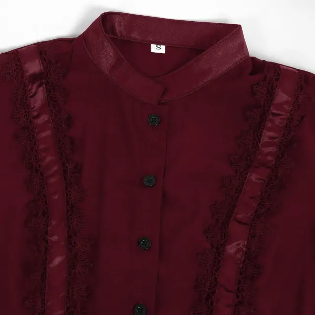 Robe de cour gothique victorienne à col montant et manches longues pour femme détail 15