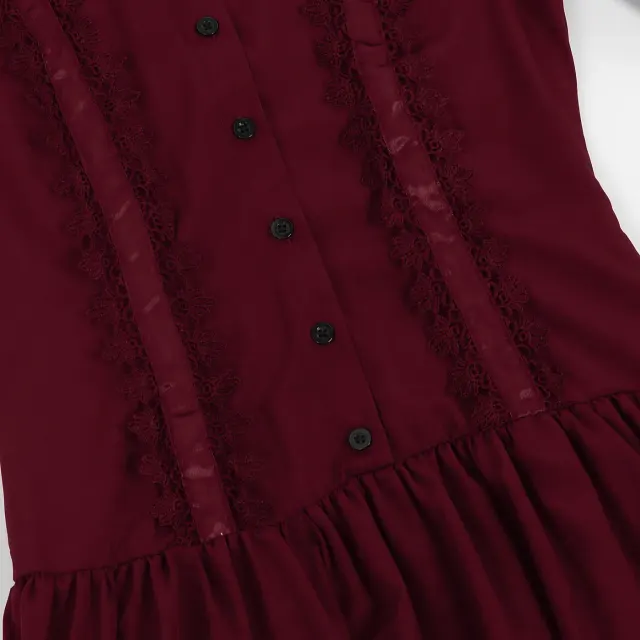 Robe de cour gothique victorienne à col montant et manches longues pour femme détail 16