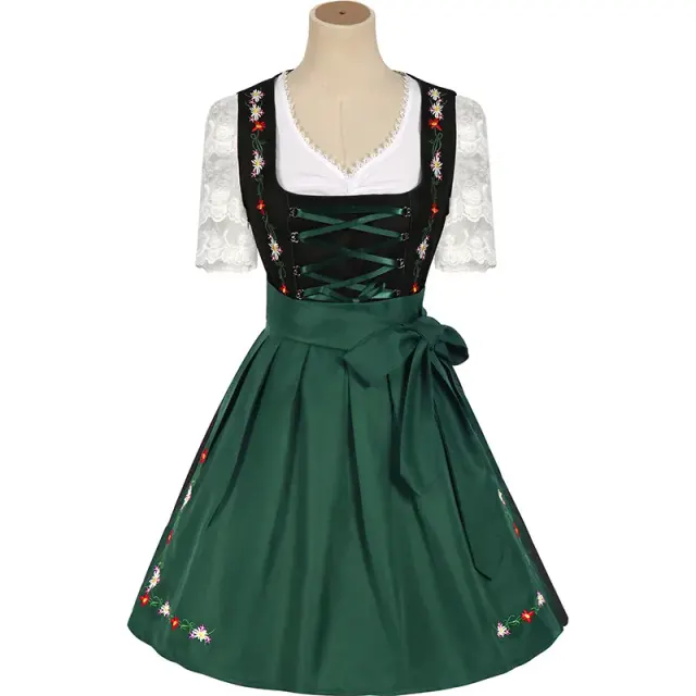 Women's Green Oktoberfest Maid Dress Cosplay Costume Set detail 1