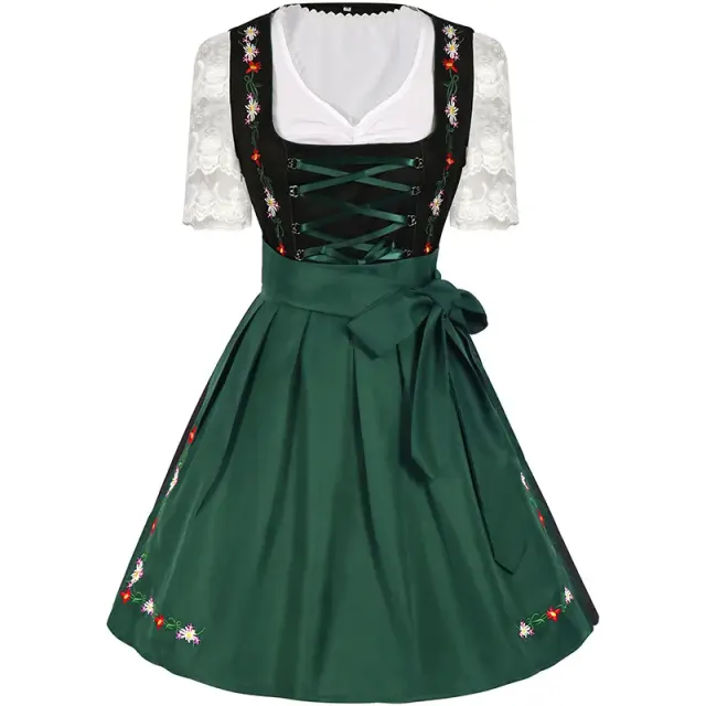 Women's Green Oktoberfest Maid Dress Cosplay Costume Set detail 3