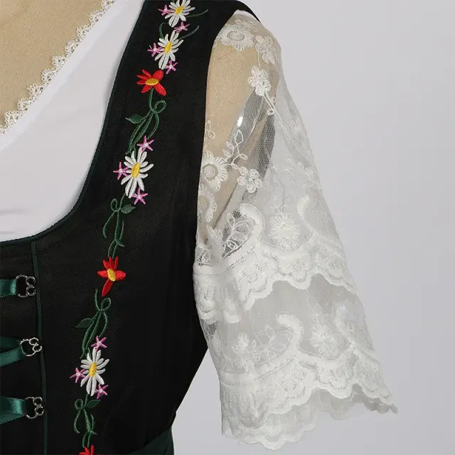 Women's Green Oktoberfest Maid Dress Cosplay Costume Set detail 6