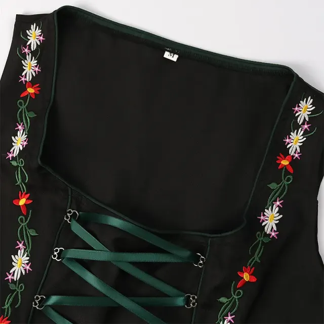 Women's Green Oktoberfest Maid Dress Cosplay Costume Set detail 7