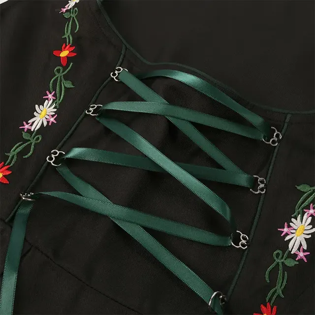 Women's Green Oktoberfest Maid Dress Cosplay Costume Set detail 8