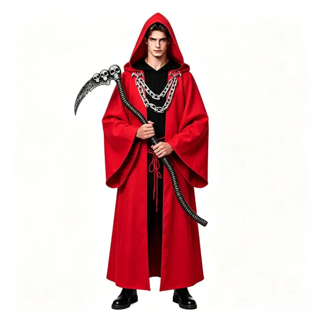 Halloween Dark Chain Hooded Robe Medieval Wizard Priest Costume detail 8