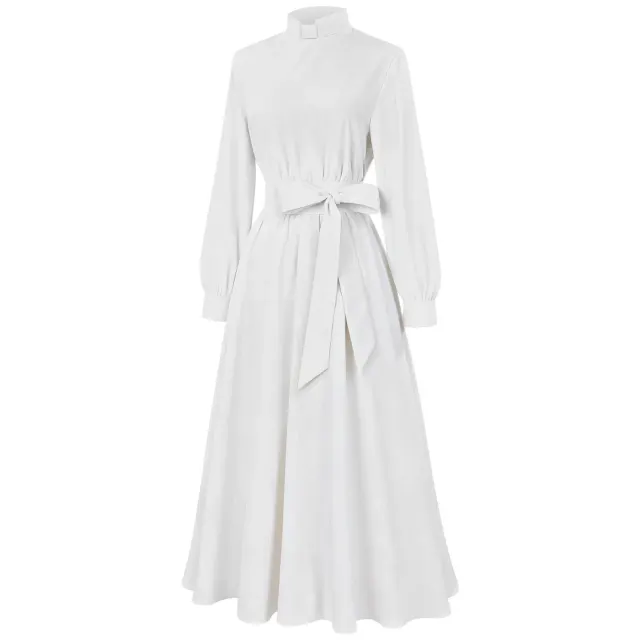 Halloween High-Collar Long Stage Dress with Cinched Waist detail 5