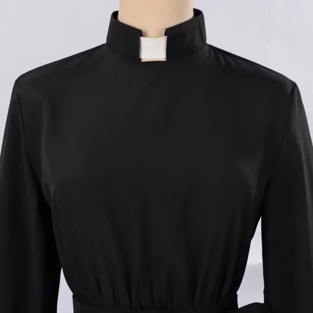 Halloween High-Collar Long Stage Dress with Cinched Waist detail 12