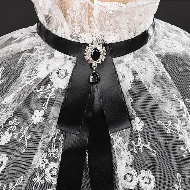Halloween Lace Lolita Detachable Collar with Gem Bow detail 3