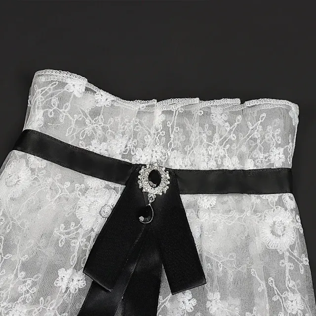 Halloween Lace Lolita Detachable Collar with Gem Bow detail 6