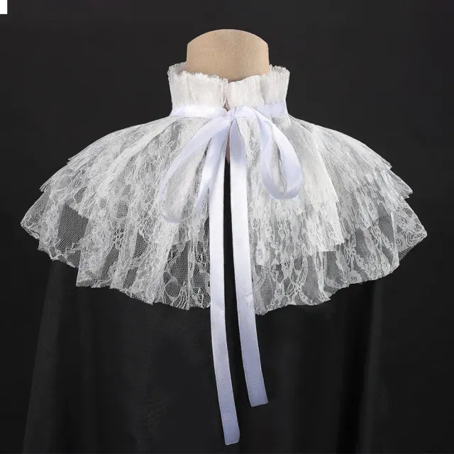 Halloween Lace Lolita Detachable Collar with Gem Bow detail 12